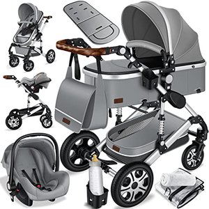 KESSER Loops 3 in 1 Kinderwagen Kombikinderwagen mit Babywanne & Buggy Sportsitz & Autoschale