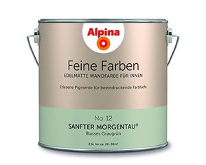 Alpina 2,5 L. Feine Farben, Farbwahl, Edelmatte Wandfarbe für Innen (No.12 Sanfter Morgentau - Blass