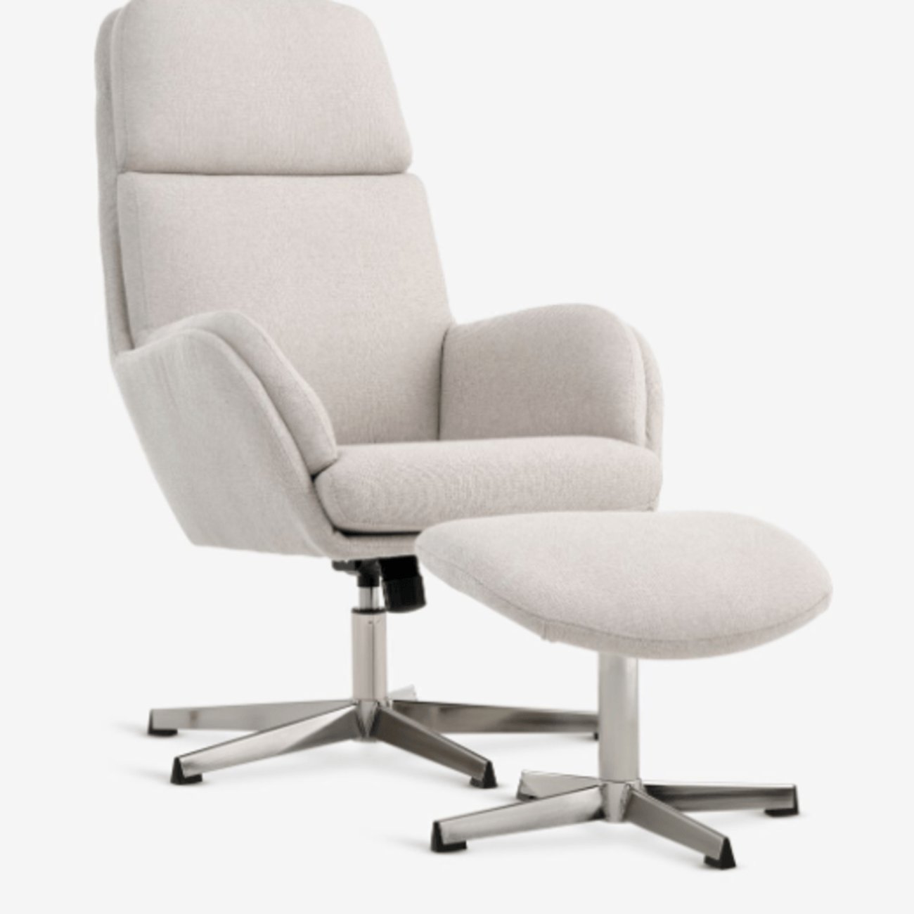 Relaxsessel mit Fußhocker TANKEDAL beige, Stoff/Chrom