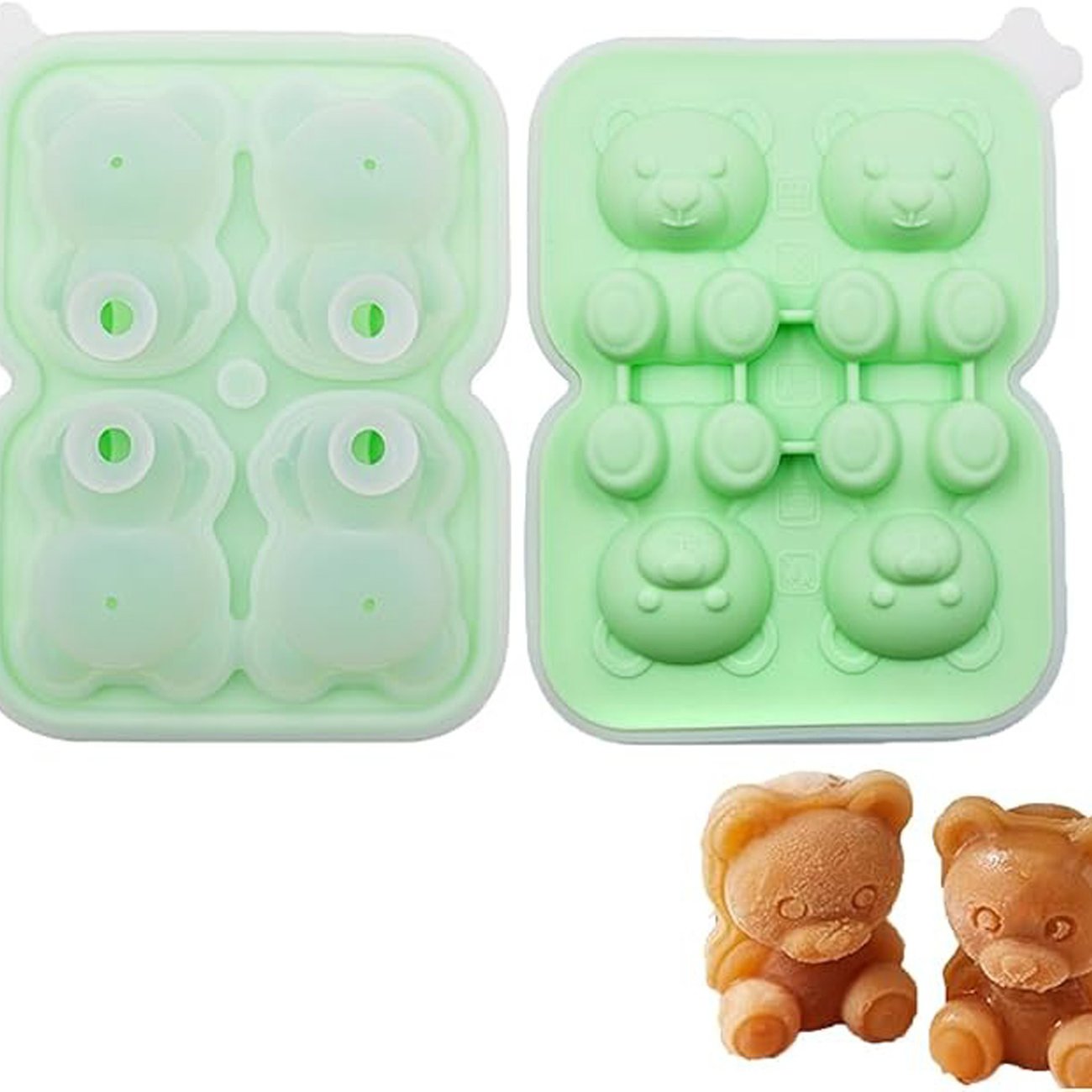Teddybären-Eiswürfelform (4 süße 3D-Bärchen)