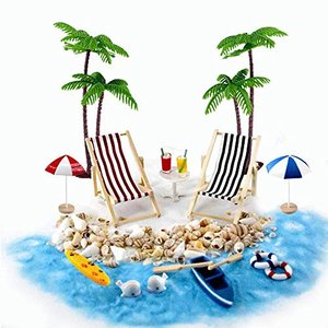 Gallop Chic Strand-Mikrolandschaft Miniliegestuhl Strandkorb Sonnenschirm Kleine Palme Deko Accessoi