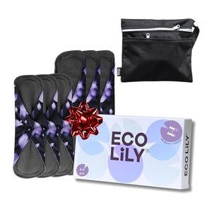 Eco Lily­® 6er Pack wiederverwendbare Damenbinden mit Bambuskohle