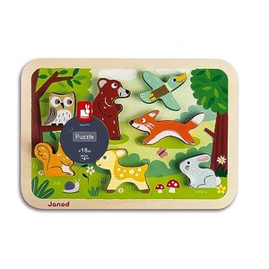 Janod J07023 Chunky Holzfiguren-Puzzle 7 Teile, Wald