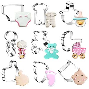 9 Stück Baby Plätzchenausstecher (Strampler, Lätzchen, Futterflasche, Kinderwagen)