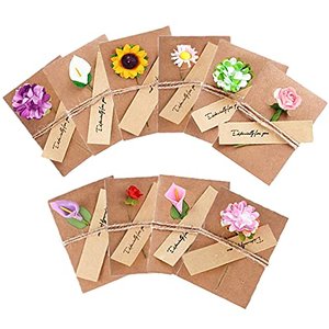 Grußkarten 10 Stück geburtstagskarten set Retro Kraftpapier-leere Umschläge Getrocknet Blumen Verzie