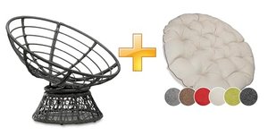 sunnypillow Rattansessel mit Kissen rund Durchmesser 120 cm