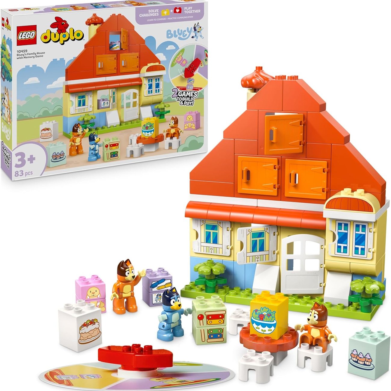 LEGO DUPLO Bluey: Blueys Familienhaus mit Memory-Spiel - Lernspielzeug für Kleinkinder - Inkl. 3 Min