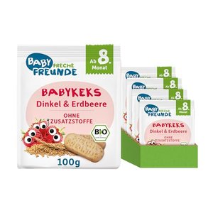 Freche Freunde Bio Babykekse Dinkel-Erdbeere, ohne Zuckerzusatz