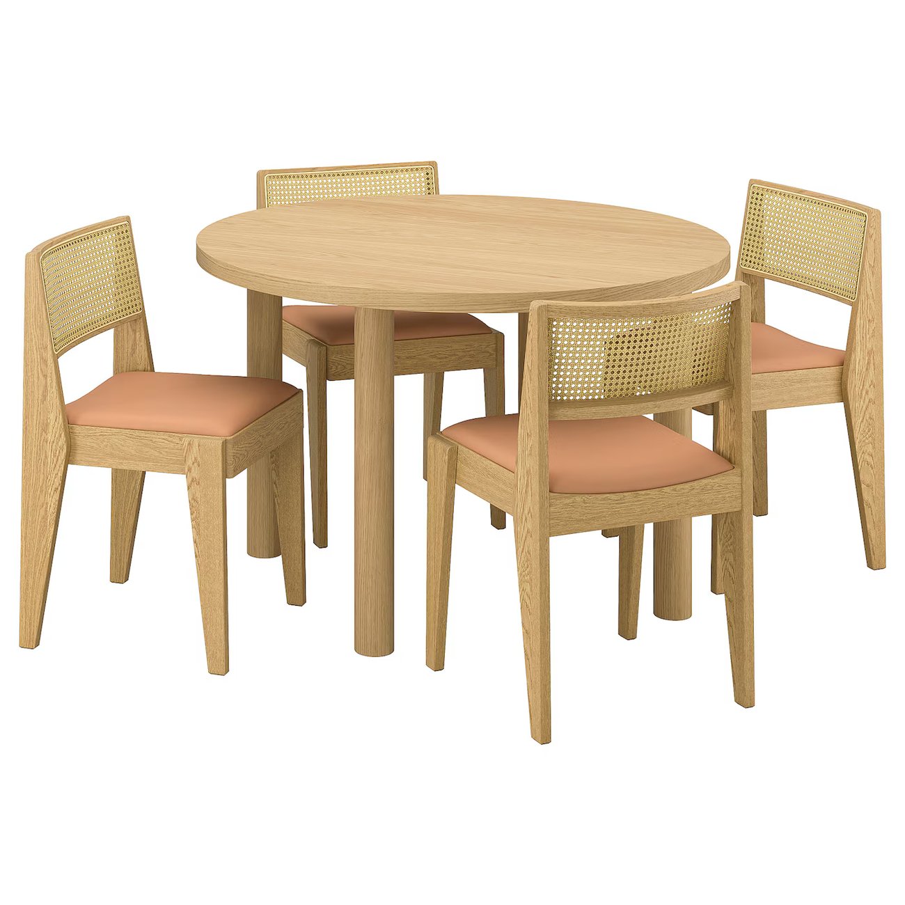 STOCKHOLM 2025 / STOCKHOLM 2025 Tisch und 4 Stühle - Eichenfurnier/Eiche Rattan 115 cm