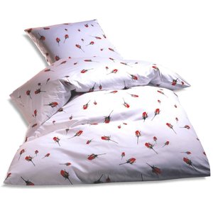 Bettwäsche Satin Rosenknospen in 155x220 + 80x80 cm
