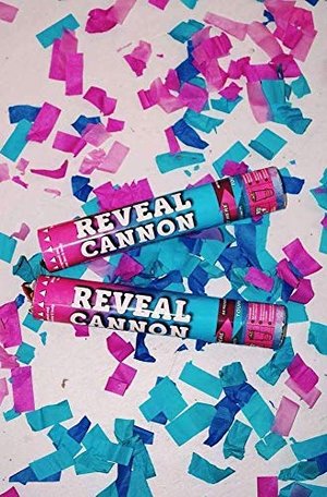 Baby Gender Reveal Konfetti Launcher Kanone 4er Pack – biologisch abbaubares Konfetti (2 x rosa und 
