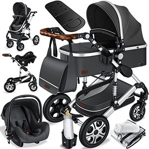 KESSER® Loops 3 in 1 Kombikinderwagen komplettset incl. Babywanne & Buggy Sportsitz & Auto-Babyschal