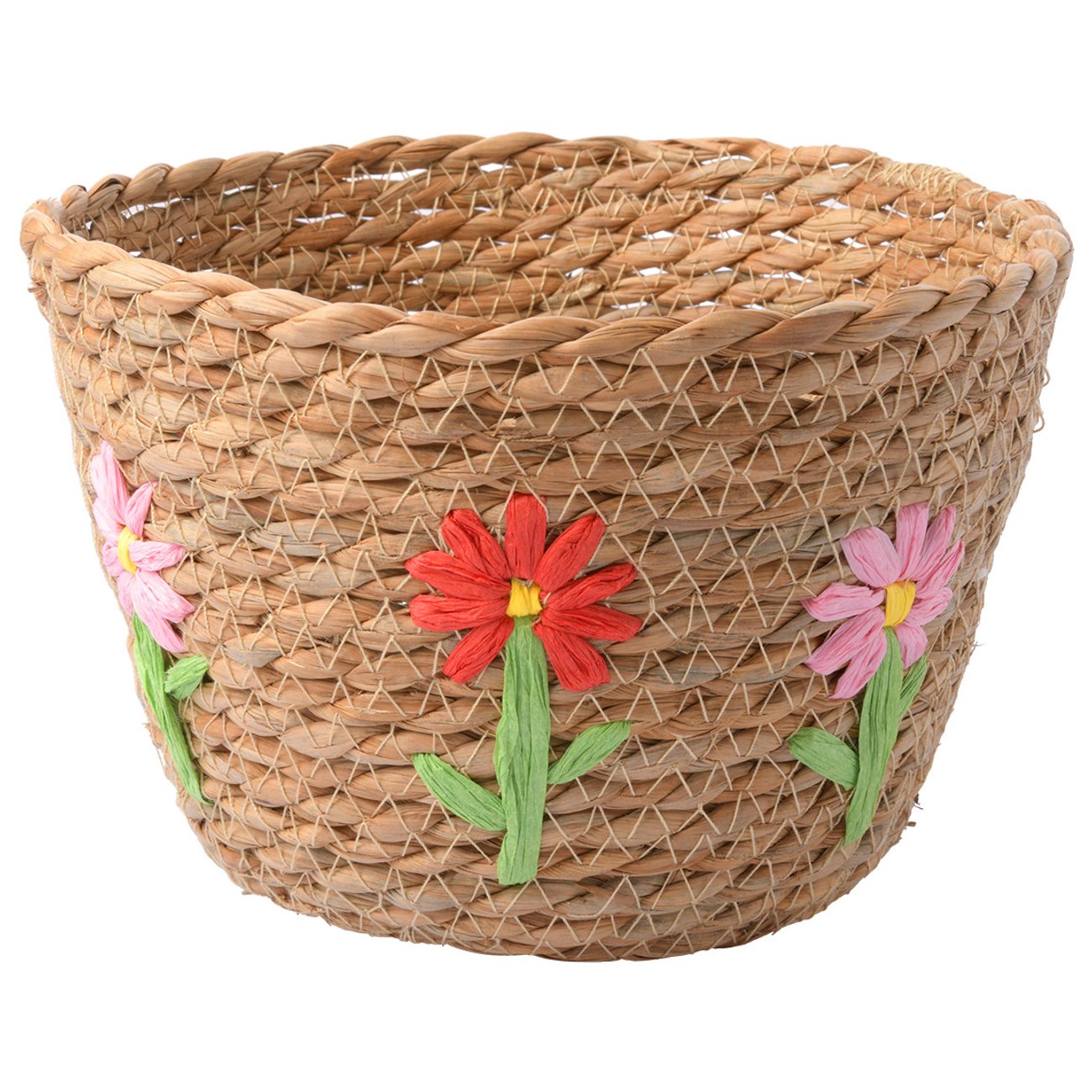 Großer Deko-Korb mit Blumen-Motiv
