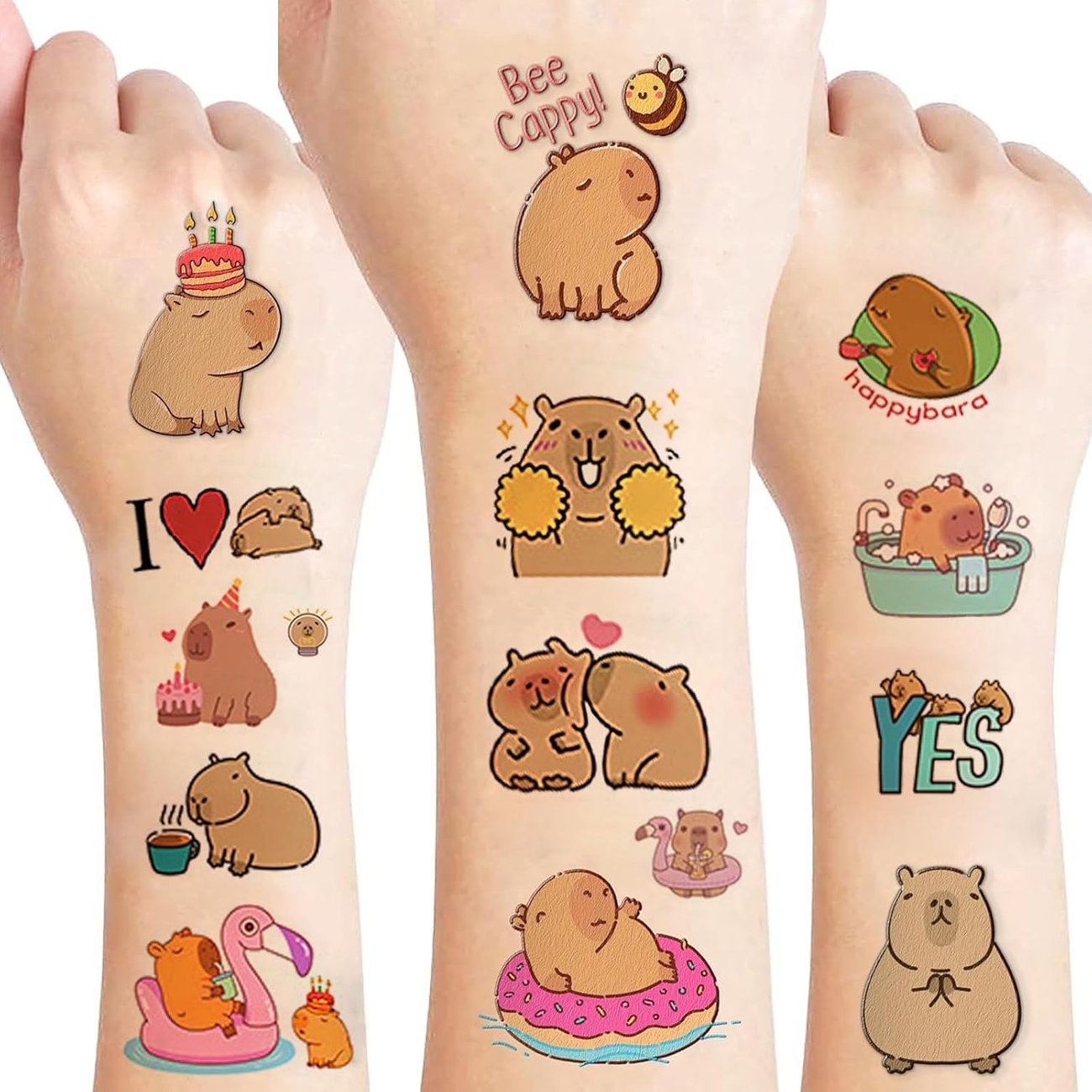 Caelura Capybara Tattoos für Kinder | 10 Blätter