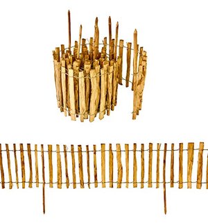 Staketenzaun mit Pfosten aus Haselnuss | Höhe 35 cm Länge 500 cm