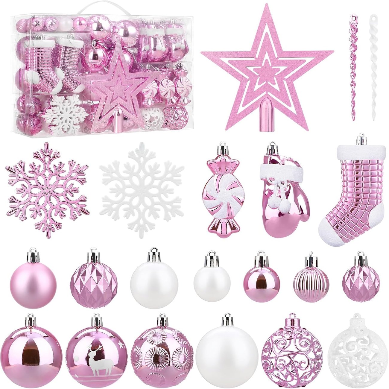 Rosa Christbaumschmuck-Set