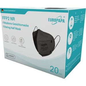 EUROPAPA® 20x FFP2 Schwarz Maske 5-Lagen Mundschutzmaske CE Stelle zertifiziert 