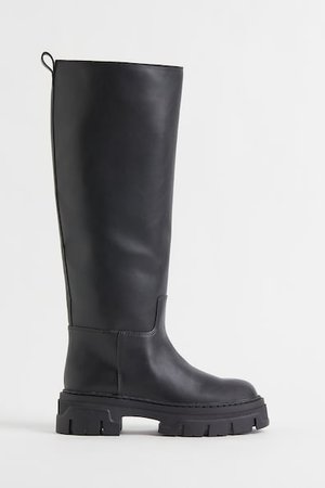 Kniehohe Stiefel - Schwarz - Damen