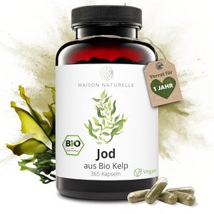 MAISON NATURELLE® Bio Kelp (Natürliches Jod) - 365 Kapseln - 200μg