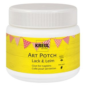 Kreul 49251 - Art Potch Lack und Leim, transparent, 150 ml, Serviettentechnik- und Dekokleber auf Wa