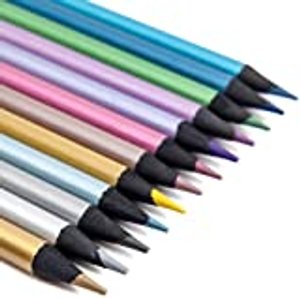 12 Buntstifte Metallische Farben zum Ausmalen, Zeichnen und Basteln von Grußkarten