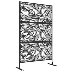 Sichtschutz aus Stahl, schwarz, Blätter-Design
