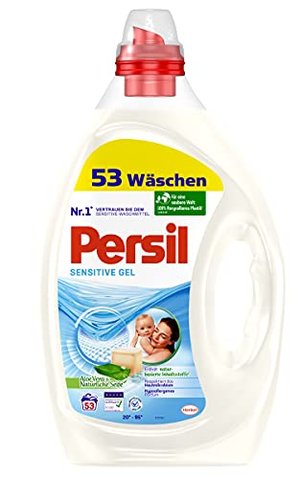 Persil Sensitive Gel, Vollwaschmittel, 106 (2 x 53) Waschladungen für Allergiker und Babies, hautfre