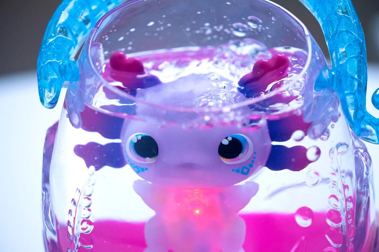 ANIMAGIC - Let's Glo Axolotl Aquarium - Interaktives Spielzeug für Kinder ab 4 Jahren - Zum Tragen d