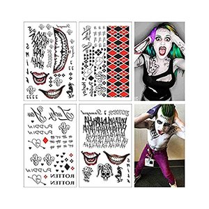Tattoo-Aufkleber, 4 Seiten wasserdichte Tattoos (Horror) für Haloween, Karneval oder Cosplay