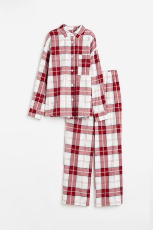 Zweiteiliger Pyjama - Weiß - Damen