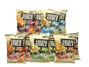 Krosse Kerle Chips | 10er Partybox | HeiMart | 10 Tüten - 5 Sorten | 10 x 115 g