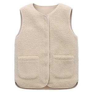 Teddy-Weste mit verdeckter Knopfleiste