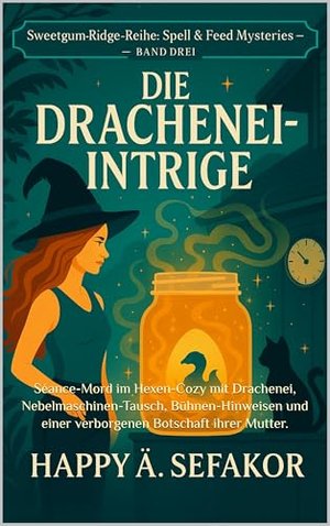 Die Drachenei-Intrige: Séance-Mord im Hexen-Cozy mit Drachenei, Nebelmaschinen-Tausch, Bühnen-Hinwei