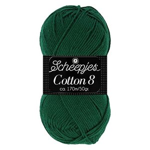 Scheepjes Cotton 8 Baumwollgarn dunkelgrün | Häkelwolle reine Baumwolle zum Stricken und Häkeln