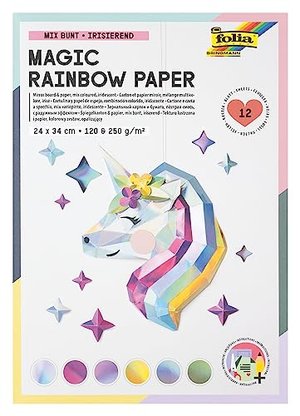 folia 12049 - MAGIC RAINBOW PAPER Block, 12 Blatt irisierendes Bastelpapier