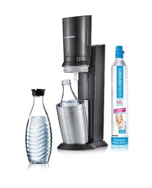 SodaStream Crystal 2.0 Wassersprudler mit CO2-Zylinder und 2x Glaskaraffen, titan