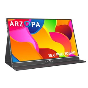 ARZOPA Portable Monitor, 15.6 Inch 1080 FHD Portable Monitor with External HDR Eye Care Screen