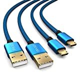 2 Nylon USB-Ladekabel für PS4-Controller (Blau/Schwarz)