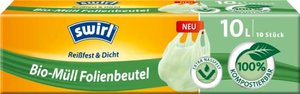 Swirl Bio-Müll-Folienbeutel mit Tragegriff, nassfest und kompostierbar, 10 Liter, 1 Rollen mit 10 Be