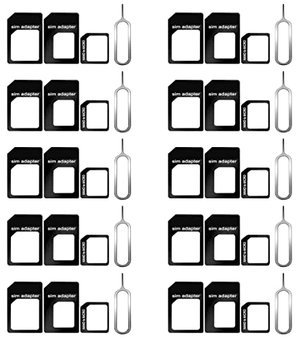 10 Stück SIM-Karten-Adapter, 4-in-1 Standard-SIM-Konverter-Werkzeug-Set