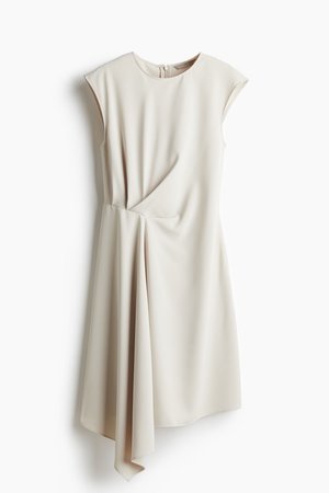 Drapiertes Kleid - Beige - Damen