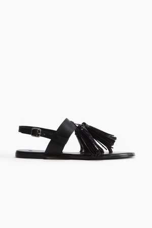 Sandalen mit Quasten - Schwarz - Damen