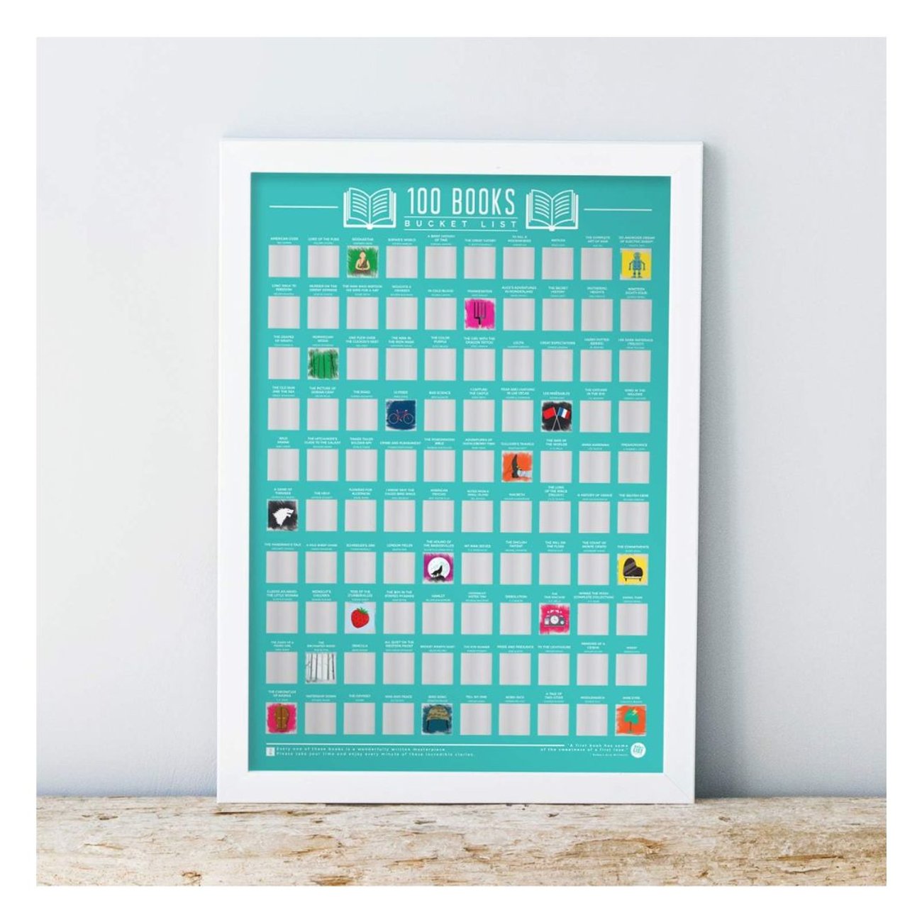 Poster zum Freirubbeln mit 100 Buchtiteln