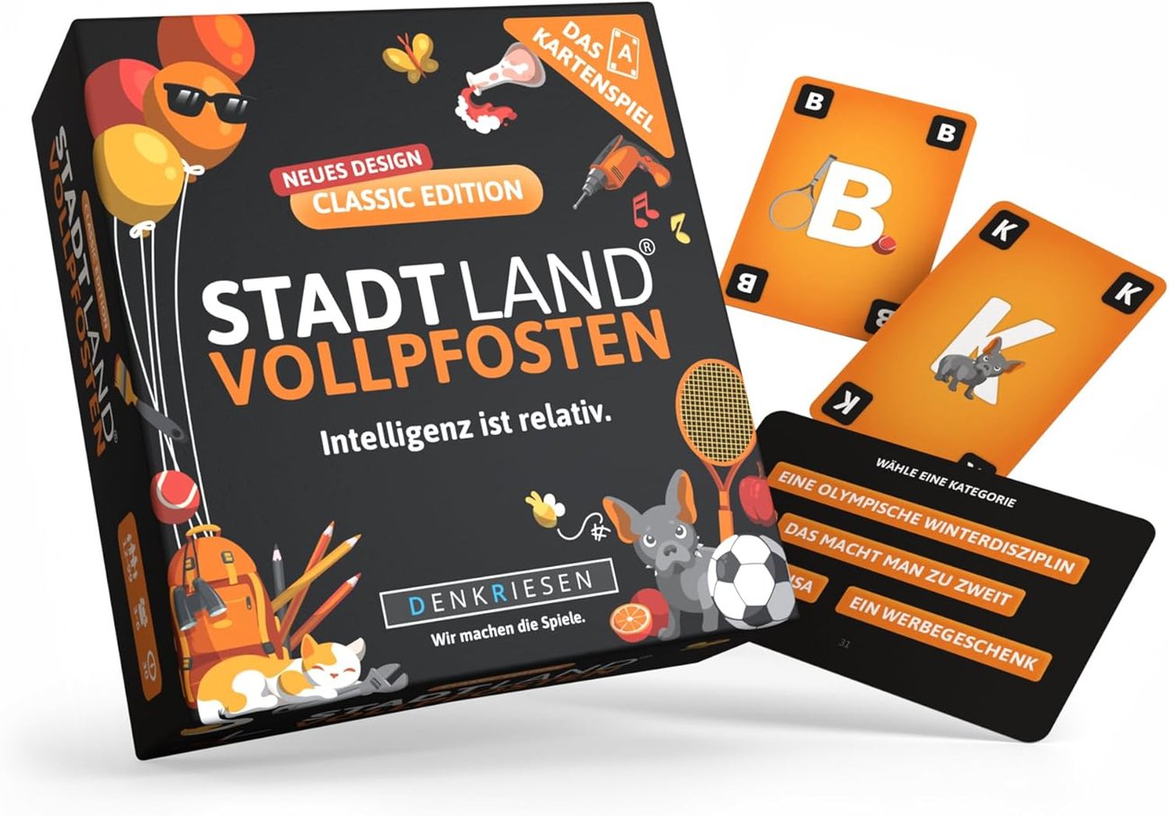 Stadt Land Vollpfosten Kartenspiel für Familien - Classic Edition