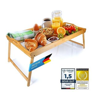 Frühstückstablett aus Bambus mit klappbaren Beinen