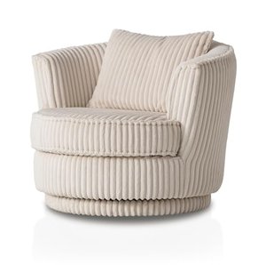 Furn.Design Sessel in beige/wollweiß Mega-Cord Drehsessel