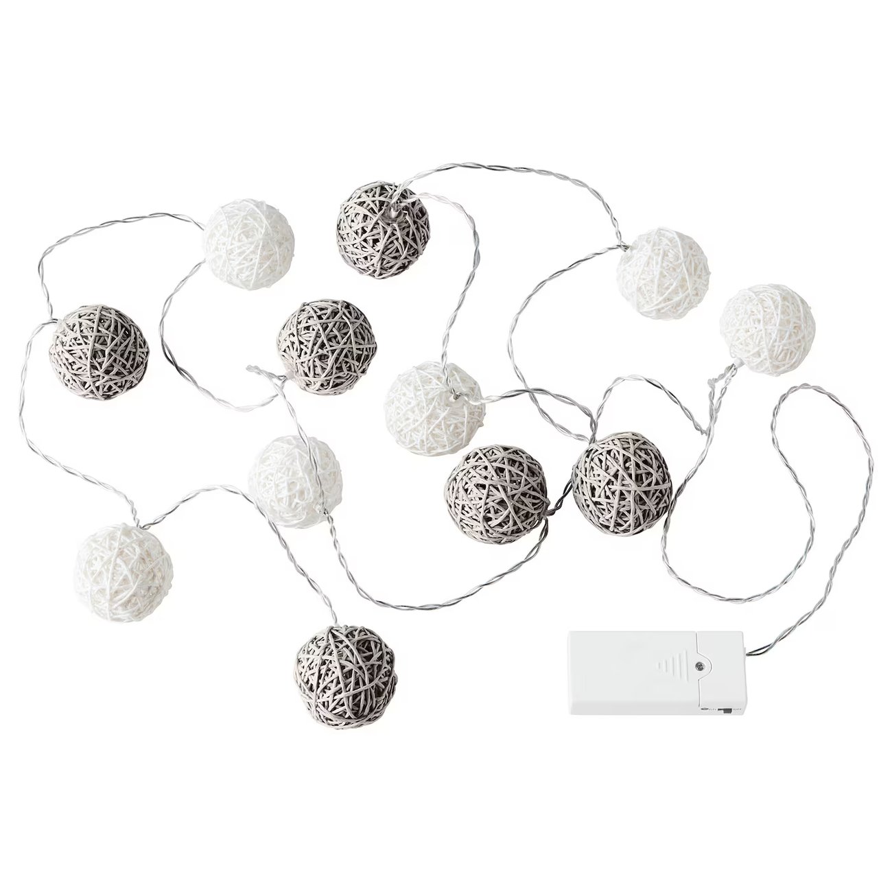 LIVSÅR Lichterkette (12), LED - innen/batteriebetrieben grau/weiß