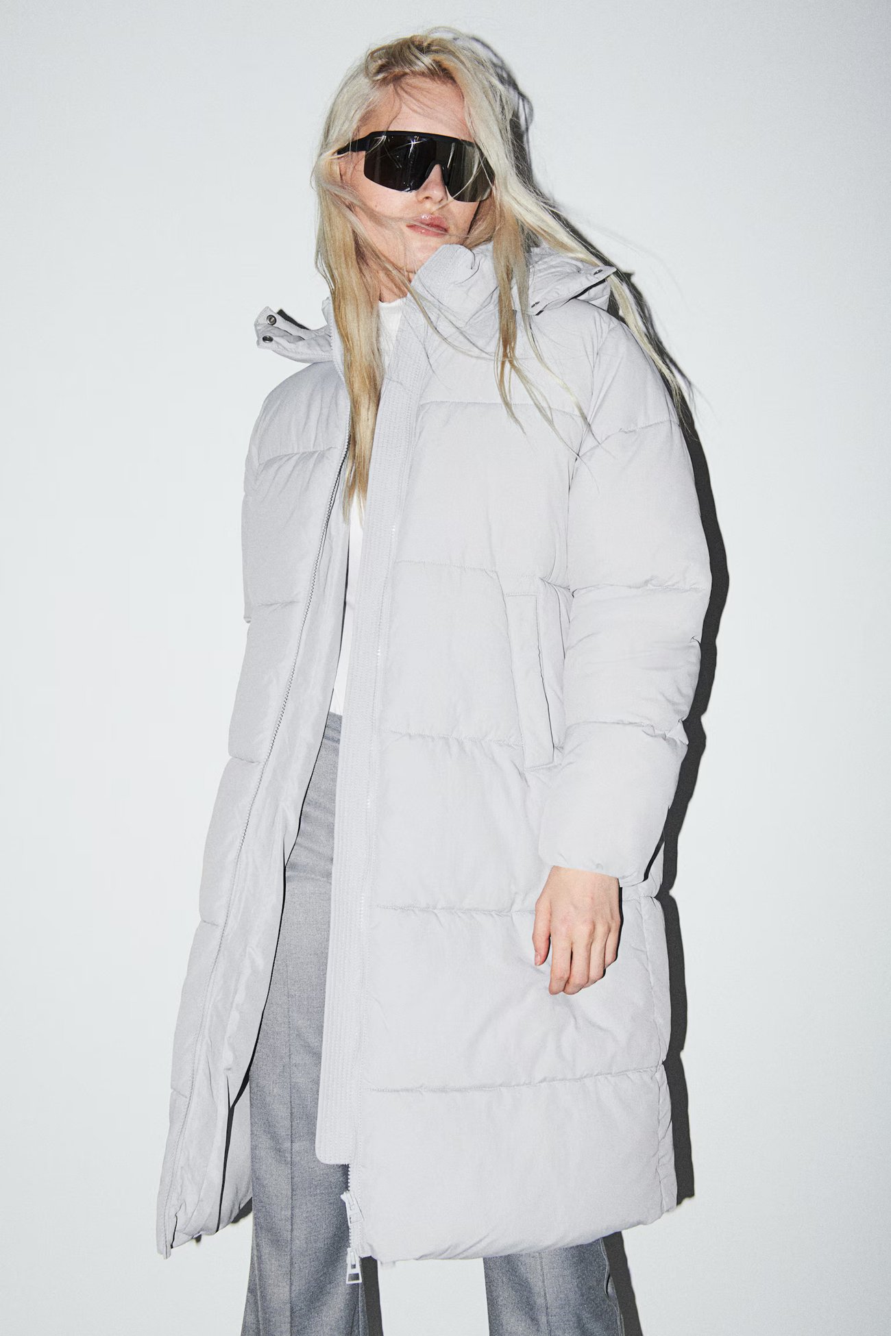 Lange Puffer-Jacke