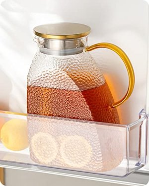 Baffect Wasserkrug, Karaffe Glas mit Edelstahl-Deckel