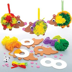 Baker Ross AW938 Igel-Bommel-Set, Kunst und Handwerk für Kinder, 3 Stück